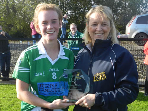 Shauna Grey accepts her Player of the Match award