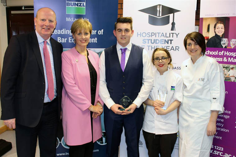 SRC Chief Executive Brian Doran, SRC Lecturers Anne Murray and Lynette McMath along with NI Regional College Chef of the Year Anita Rush and Runner up NI Regional College Food Service Student of the Year Kieran Cleverley. 