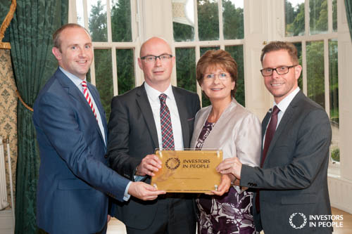Pictured with Head of Investors in People, Paul Devoy and Northern Ireland Commissioner (UK Commission for Employment and Skills (UKCES)) Mark Huddleston, are Principal Mrs Margo Cosgrove and Senior Teacher Mr Maurice Fitzpatrick.