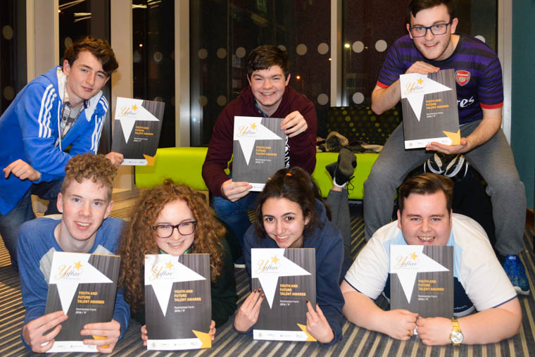 Getting ready for the YAFTA’s are Newry and Mourne Youth Council PR team Back L-R Turlough O'Brien, Conor McCabe and Jack Fearon. Front L-R Kevin McKenna, Deirbhile Larkin, Hannah Fitzpatrick and James Treanor