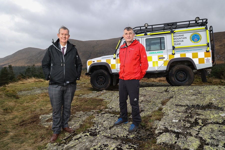 Rural Affairs Minister Edwin Poots is pictured with Ian McCracken, Mourne Mountain Rescue.