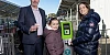 Translink's Paul Irvine with customers Olivia & Christine Fisher at a validator