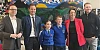 Daire Hughes MP, Liz Kimmins MLA and Cllr Cathal King pictured with the principal, Cónán McAteer and pupils of Killean PS