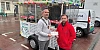 Newry, Mourne and Down District Council Chairperson Philip Campbell presenting Hospice Fundraising Officer James McCaffrey with a cheque to start the annual Evora Hospice fundraiser.