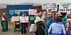 Environmental campaigners at Warrenpoint Harbour. 
