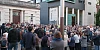 Speakers outside the Belfast High Court on Friday night.