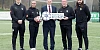 Communities Minister Gordon Lyons pictured at the launch of the Northern Ireland Football Fund Grassroots Facilities Programme Pilot Scheme with players and the Chairman of Wellington Rec Football (l-r) Royce Balmer, Rachael-anne Seymour, Kenny Thompson (chairman) and Ben Tilney.