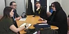 Cathy Mason MLA; Dáire Hughes MP and Cllr Cathal King meet Grainne Powell from Sticky Fingers.