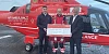 CFO Lee McDowell (Left), Air Ambulance NI Paramedic Cailean Campbell and CEO Andrew Ward (right).