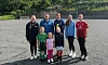 Joanne Patterson and Cllr David Taylor with some sporting youngsters at Newry High School.
