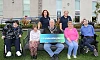 Council Chairperson Councillor Glyn Hanna, visits Mourne Stimulus, one of his chosen charities for the year, to launch the Council's Annual Civic Awards and the #CelebratingWHO campaign. Pictured front from left are Heather Wilson, Marina Joyce, Chairperson Councillor Glyn Hanna, Joanne McVerry and William Houston. Back: Bronagh Trainor, Community Fundraiser, and Gemma Phillips, DCW Care Worker.