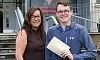 Shea O'Doherty, Newry gets his GCSE results at St Joseph's Boys High School along with mum Adele. Photograph: Columba O'Hare/ Newry.ie 