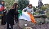 Sinn Fein President Mary Lou McDonald and Newry and Armagh MLA Liz Kimmins unveiling a stone in memory of Máire Drumm.