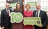 Newry, Mourne and Down District Council environmental health officers Sarah Davidson (second left) and Graham Farthing (right) at the celebration event at Parliament Buildings marking the 10th anniversary of the Food Hygiene Rating Scheme (FHRS), with Andy Cole (NI Food Standards Agency Director) and Food Standards Agency Chairperson Professor Susan Jebb.