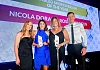 Forkhill para-athlete Rosie Tennyson (second left) with fellow winner Nicola Doran (third left) receive their joint awards for Belfast Telegraph Disabled Sportsperson Of The Year. Picture: Kevin Scott, Belfast Telegraph  