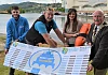 Launching the 2019 Newry City Triathlon. Included from left are: James Kernaghan with Dessy McMahon from C A Solutions on bicycle, Nicole McAteer from Newry BID, and Councillor Charlie Casey, Chairperson, Newry, Mourne and Down District Council.