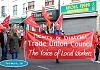 Newry TUC call for support from the Newry public for Friday's Strike. Photograph: Columba O'Hare 