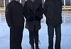 Newry on Ice Employees Adrian O'Grady and Joe Rice at the Ice Rink today with Cara Malone, Chairperson, Newry and District TUC. Photograph: Columba O'Hare 