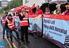 Donal O'Cofaigh speaking on behalf of Unite the Union at the unveiling of a Save Daisy Hill mural in Catherine Street in Newry. Photograph: Columba O'Hare