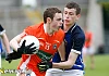 Armagh's Conor Martin under attack from Cavan's Donal Monahan at the Ulster Minor Football Championship preliminary round at Breffni Park. Photograph: Columba O'Hare