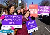 St Patrick's PS strikers on the Armagh Road in Newry. Photograph: Columba O'Hare 