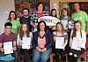 Pictured at the presentation event were back from left: Raquel Rodrigues Keenan (Volunteer Now), Johnny Savage, Oisin Groom, Alice Murphy, Sean Cully, Aidan Mccabe (Volunteer Now) Front: Ryan Stewart, Georgia Bannon, Gillian Fitzpatrick, Chairperson, Newry, Mourne and Down District Council, Abigail Foran, Ciara Taylor. Photograph: Columba O’Hare 