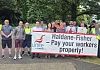 Liz Kimmins MLA and Dáire Hughes MP ón the picket line with the Haldane Fisher strikers.