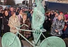 Councillor Gillian Fitzpatrick, Chairperson of Newry, Mourne and Down District Council photographed with two  Patrick Rankins Daughters , 82 year old Kate Bishop and 90 year old Patsy O'Halloran as they unveil the artwork of their father. Photograph: NewRayPics 