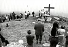 Mass being celebrated in the1980s at Altataggart mass rock, outside Hilltown, Co. Down.  © Sean Hillen