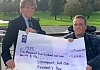 Gabriel Byrne presents PIPS Hope and Support’s Fundraising Coordinator Padraig Harte with a cheque for £2209.29