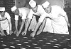 Mickey Keenan, Tommy Keenan, Eddie Yewlett and Paddy Kimmins (Foreman) preparing loaf tins in the 1960s. Newry and Mourne Museum Collection