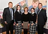 Our Lady’s pupils Annie Smyth and Eve Dunford pictured at an informal reception at Stormont to mark their achievement in reaching the finals of the BT Young Scientist competition. The girls are pictured with Mrs Smyth, junior education minister Alistair Ross and Peter Morris from BT.