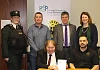 Pictured at the launch are from left: Sgt Kelly Gibson, PSNI,  Inspector Nigel Henry, PSNI, Cllr Brian Quinn Chairperson of PCSP; Owen McDonnell, Housing Executive South Down Area Manager; Shane Fay, Elite Security (Community Safety Warden Team) and Siobhan Fearon PCSP Manager, Newry Mourne and Down.