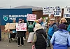 Environmental campaigners at Warrenpoint Harbour. 
