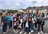 Newry & Armagh MLA Megan Fearon,  MLA, Gerry Adams TD, Louth Cllr Ruair&iacute; &Oacute; Murch&uacute; pictured with campaigners outside  the count centre in Dundalk 