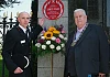 Paul Harper, Deputy Chief Fire and Rescue Officer, NIFRS and Cllr Glyn Hanna, Chair, Newry, Mourne and Down District Council unveil the Red Plaque to commemorate James Fegan who lost his life fighting the Newry Mills/ Newry Reporter fire in 1910. Photograph: Columba O’Hare/ Newry.ie 