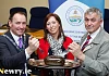 All ready for the Haggis at an early Burns Night celebration at Newry and Mourne District Council Office. From left: Mayor Michael Ruane; Jessica Bennett, Internal Good Relations Officer, Newry and Mourne Council and William Burns, Chairman, Ulster Scots Committee, Newry and Mourne Council. Photograph: Columba O'Hare