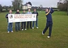 Steven McDonnell tries a different Club at the launch of the Barry Malone Memorial Golf Classic. 