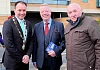 Martin Donaghy, centre, Mayor of Bolton with Mickey Ruane, former Mayor of Newry and Mourne and James McArevey, Newry Maritime Association. Photograph: Columba O'Hare