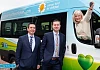 Gillian Creevy, Cancer Fund for Children gets ready for the road in the Charity’s new Minibus while Mike Crane MD of LV = Broker and Paul Williamson MD of CIP Insurance Brokers look on. Photograph: Columba O’Hare 