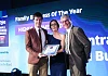 James Cunningham Jr pictured with Angela Craigan, Associate Partner at Harbinson Mulholland (sponsor) and James Cunningham Snr of Cunningham Butchers, picking up a Highly Commended Award for Family Business of the Year at the 2018 BEFTAs.