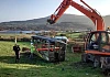 One of the Bessbrook TRam carriages is removed from its former residence beside Camlough Lake for a restoration project.