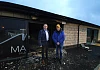 Cllr Mickey Larkin and Mickey Brady MP at the scene of the fire in Jonesborough.