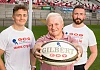 Pictured at Kingspan Stadium (L-R) are Ulster Ruby star Michael Lowry, CRY (Ireland) Chair Tommy Fegan and Jonathan Ireland, Founder & Partner, Lanyon Group. 