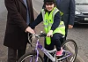 P7 pupil Megan McKeown (centre) helps launch the NI Primary School Road Safety quiz along with Davy Jackson, from event organisers, Road Safe NI, and Jonathan McKeown of event sponsors, CRASH Services