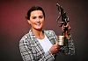 Aimee Mackin with the TG4 Senior Players 'Player of the Year' Award. Photograph: David Fitzgerald - Sportsfile