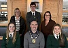 Newry, Mourne and Down District Council Chairperson, Councillor Philip Campbell, with students and teachers from St Joseph’s High School, Crossmaglen, who won first prize at the Digital Makers Programme event. Included are back from left: Marian Hearty, Dylan Casey and Tanya Horan. Front: Jessica Einikyte and Katie McMahon.