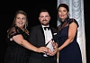 Michelle Hawkins and Teresa Campbell from PKF FPM Accountants won Professional Services Firm of the Year, presented by Chris Power from Davy. Photograph: Press Eye