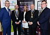 Pictured at the Business Support Expo were from left: Thomas McEvoy Local Enterprise Office Louth, President Michael Gaynor, Dundalk Chamber of Commerce, Orla Jackson, CEO, Newry Chamber, President Michael McKeown, Newry Chamber and Paddy Savage, InterTradeIreland.