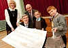 Minister John O'Dowd cut the first sod at the new St Clare's Abbey Primary School in Newry. Photographed with the Minister are Principal, Michelle Monaghan, Vice Principal Eddie Sweeney and pupils Juste and Owen.